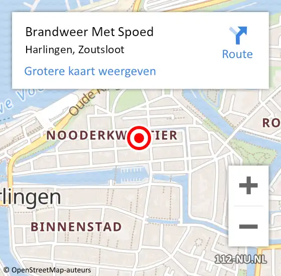 Locatie op kaart van de 112 melding: Brandweer Met Spoed Naar Harlingen, Zoutsloot op 7 oktober 2024 14:03