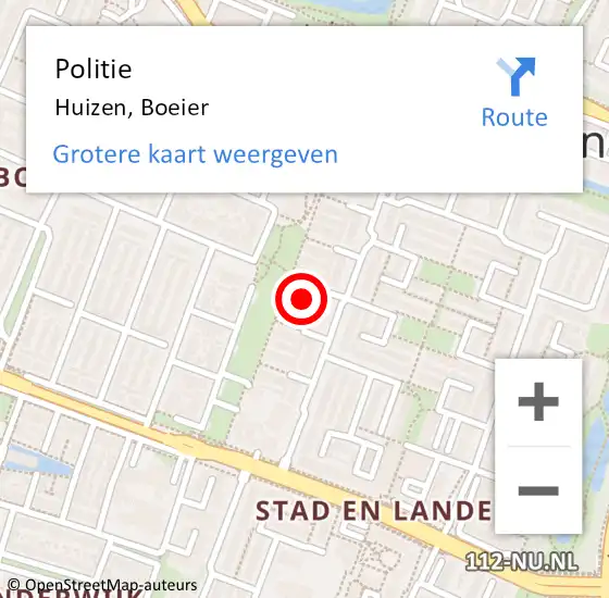 Locatie op kaart van de 112 melding: Politie Huizen, Boeier op 7 oktober 2024 14:07