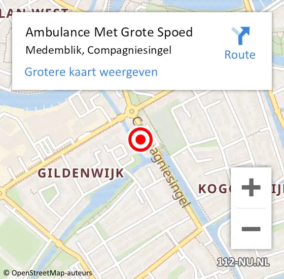 Locatie op kaart van de 112 melding: Ambulance Met Grote Spoed Naar Medemblik, Compagniesingel op 7 oktober 2024 14:10