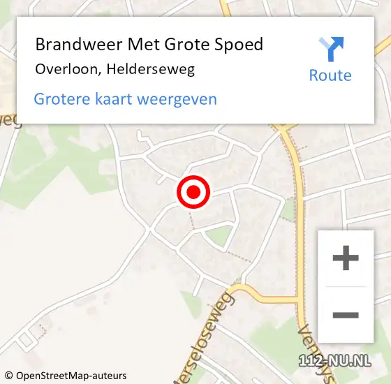 Locatie op kaart van de 112 melding: Brandweer Met Grote Spoed Naar Overloon, Helderseweg op 7 oktober 2024 14:15