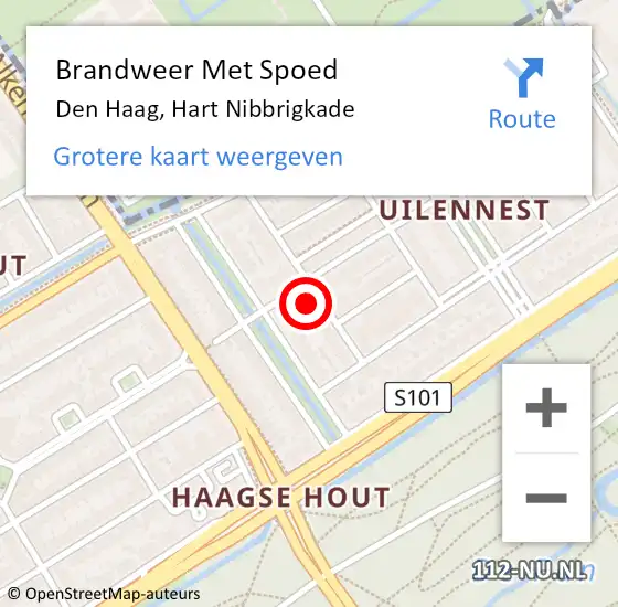 Locatie op kaart van de 112 melding: Brandweer Met Spoed Naar Den Haag, Hart Nibbrigkade op 7 oktober 2024 14:16