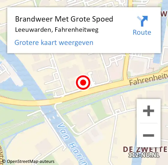 Locatie op kaart van de 112 melding: Brandweer Met Grote Spoed Naar Leeuwarden, Fahrenheitweg op 7 oktober 2024 14:22