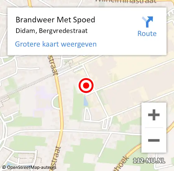 Locatie op kaart van de 112 melding: Brandweer Met Spoed Naar Didam, Bergvredestraat op 7 oktober 2024 14:25