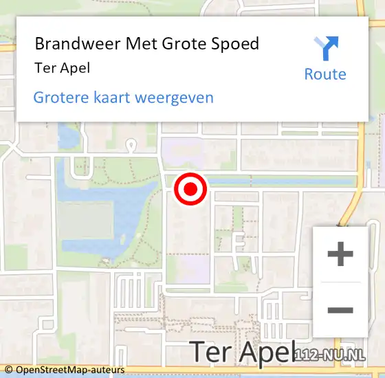 Locatie op kaart van de 112 melding: Brandweer Met Grote Spoed Naar Ter Apel op 7 oktober 2024 14:43