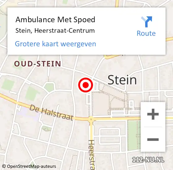 Locatie op kaart van de 112 melding: Ambulance Met Spoed Naar Stein, Heerstraat-Centrum op 22 oktober 2014 15:18