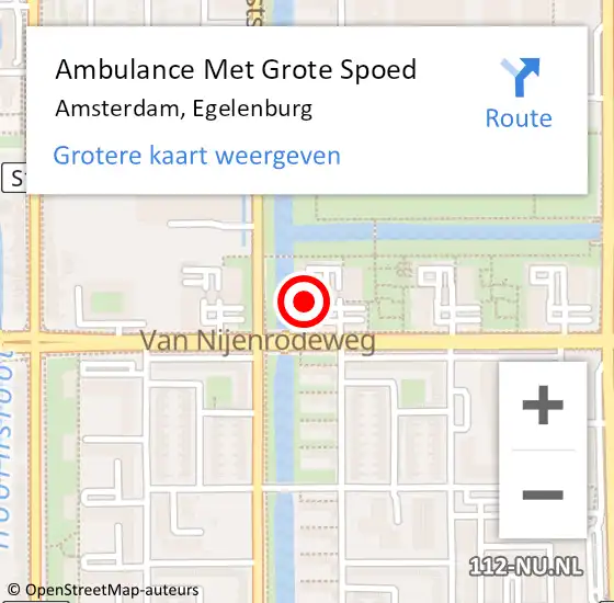 Locatie op kaart van de 112 melding: Ambulance Met Grote Spoed Naar Amsterdam, Egelenburg op 7 oktober 2024 14:51