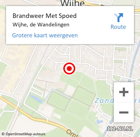 Locatie op kaart van de 112 melding: Brandweer Met Spoed Naar Wijhe, de Wandelingen op 7 oktober 2024 14:51