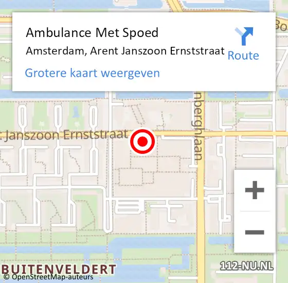 Locatie op kaart van de 112 melding: Ambulance Met Spoed Naar Amsterdam, Arent Janszoon Ernststraat op 7 oktober 2024 14:54