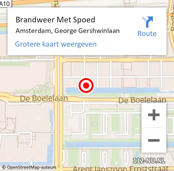 Locatie op kaart van de 112 melding: Brandweer Met Spoed Naar Amsterdam, George Gershwinlaan op 7 oktober 2024 15:04