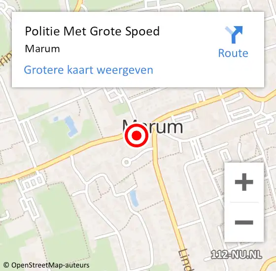 Locatie op kaart van de 112 melding: Politie Met Grote Spoed Naar Marum op 7 oktober 2024 15:12