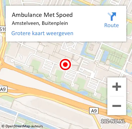 Locatie op kaart van de 112 melding: Ambulance Met Spoed Naar Amstelveen, Buitenplein op 7 oktober 2024 15:21