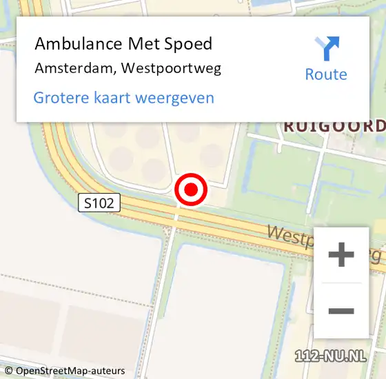 Locatie op kaart van de 112 melding: Ambulance Met Spoed Naar Amsterdam, Westpoortweg op 7 oktober 2024 15:41