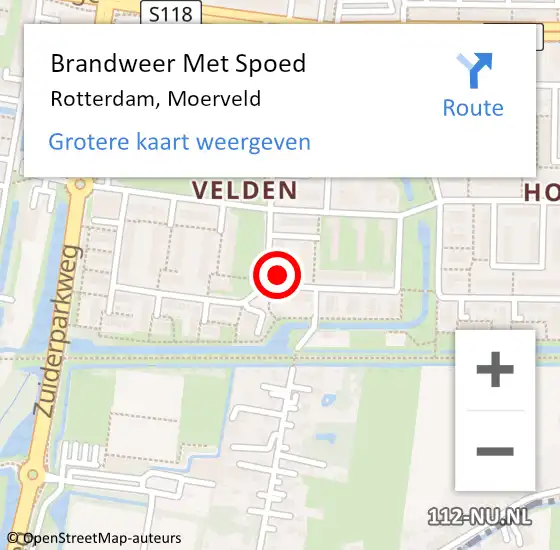 Locatie op kaart van de 112 melding: Brandweer Met Spoed Naar Rotterdam, Moerveld op 7 oktober 2024 15:46