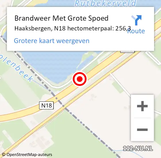 Locatie op kaart van de 112 melding: Brandweer Met Grote Spoed Naar Haaksbergen, N18 hectometerpaal: 256,3 op 7 oktober 2024 15:48