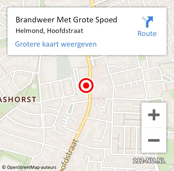 Locatie op kaart van de 112 melding: Brandweer Met Grote Spoed Naar Helmond, Hoofdstraat op 7 oktober 2024 15:53