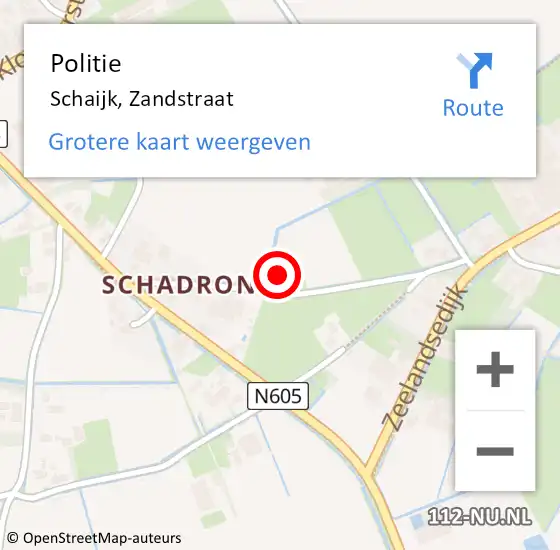 Locatie op kaart van de 112 melding: Politie Schaijk, Zandstraat op 7 oktober 2024 16:03