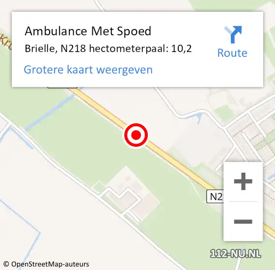 Locatie op kaart van de 112 melding: Ambulance Met Spoed Naar Brielle, N218 hectometerpaal: 10,2 op 7 oktober 2024 16:16