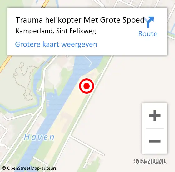 Locatie op kaart van de 112 melding: Trauma helikopter Met Grote Spoed Naar Kamperland, Sint Felixweg op 7 oktober 2024 16:19