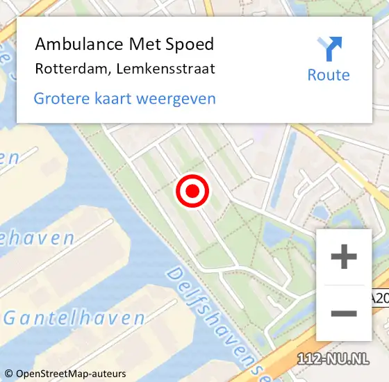 Locatie op kaart van de 112 melding: Ambulance Met Spoed Naar Rotterdam, Lemkensstraat op 7 oktober 2024 16:25