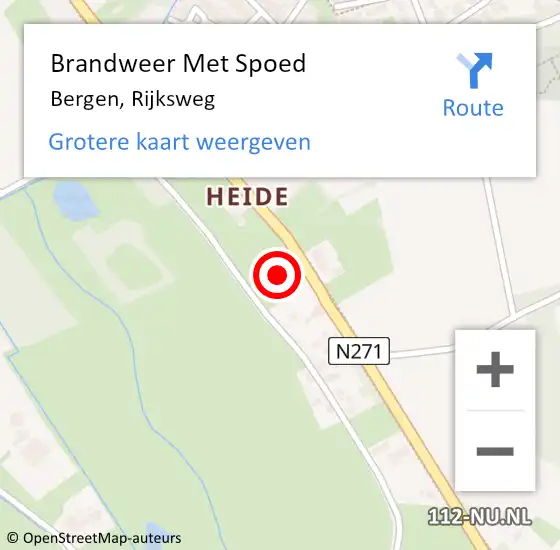 Locatie op kaart van de 112 melding: Brandweer Met Spoed Naar Bergen, Rijksweg op 7 oktober 2024 16:28