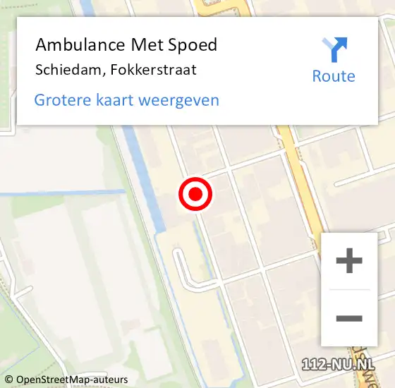 Locatie op kaart van de 112 melding: Ambulance Met Spoed Naar Schiedam, Fokkerstraat op 7 oktober 2024 16:33