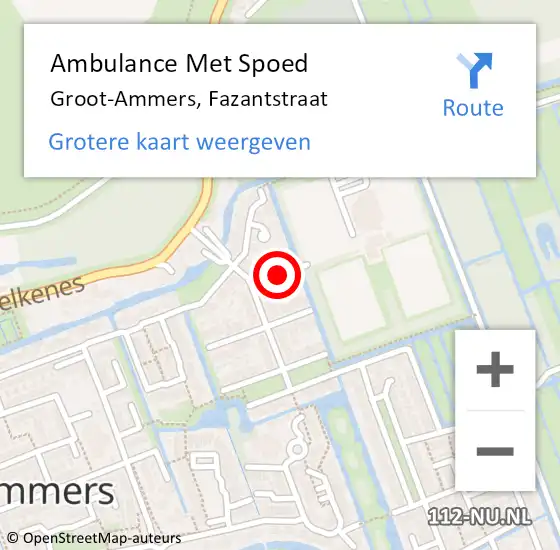 Locatie op kaart van de 112 melding: Ambulance Met Spoed Naar Groot-Ammers, Fazantstraat op 7 oktober 2024 16:43