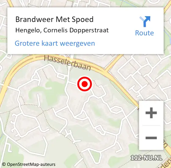 Locatie op kaart van de 112 melding: Brandweer Met Spoed Naar Hengelo, Cornelis Dopperstraat op 7 oktober 2024 16:50