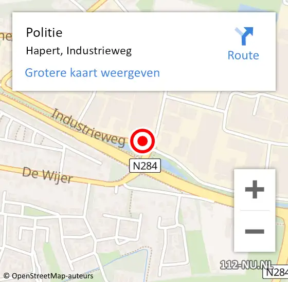 Locatie op kaart van de 112 melding: Politie Hapert, Industrieweg op 7 oktober 2024 16:56