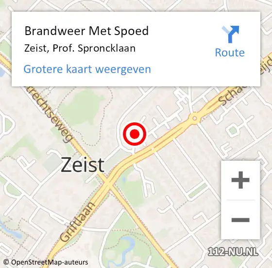 Locatie op kaart van de 112 melding: Brandweer Met Spoed Naar Zeist, Prof. Sproncklaan op 7 oktober 2024 16:58