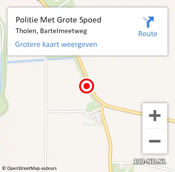 Locatie op kaart van de 112 melding: Politie Met Grote Spoed Naar Tholen, Bartelmeetweg op 7 oktober 2024 17:00