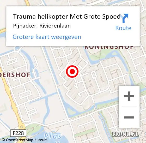 Locatie op kaart van de 112 melding: Trauma helikopter Met Grote Spoed Naar Pijnacker, Rivierenlaan op 7 oktober 2024 17:02