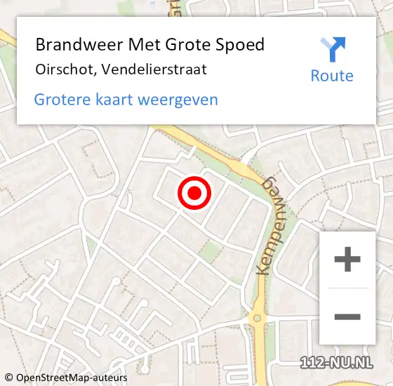 Locatie op kaart van de 112 melding: Brandweer Met Grote Spoed Naar Oirschot, Vendelierstraat op 7 oktober 2024 17:02