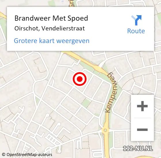 Locatie op kaart van de 112 melding: Brandweer Met Spoed Naar Oirschot, Vendelierstraat op 7 oktober 2024 17:06