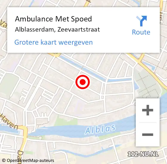 Locatie op kaart van de 112 melding: Ambulance Met Spoed Naar Alblasserdam, Zeevaartstraat op 7 oktober 2024 17:11