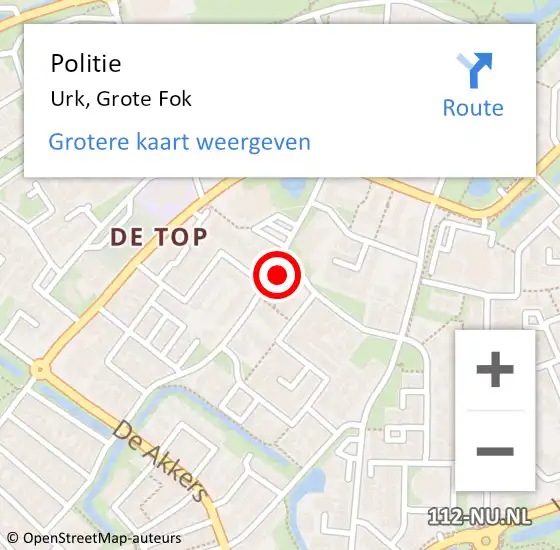 Locatie op kaart van de 112 melding: Politie Urk, Grote Fok op 7 oktober 2024 17:15