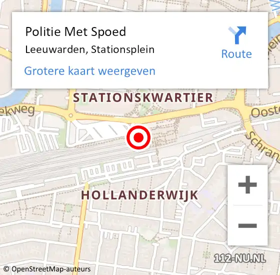 Locatie op kaart van de 112 melding: Politie Met Spoed Naar Leeuwarden, Stationsplein op 7 oktober 2024 17:16