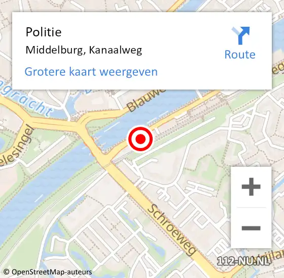 Locatie op kaart van de 112 melding: Politie Middelburg, Kanaalweg op 7 oktober 2024 17:18