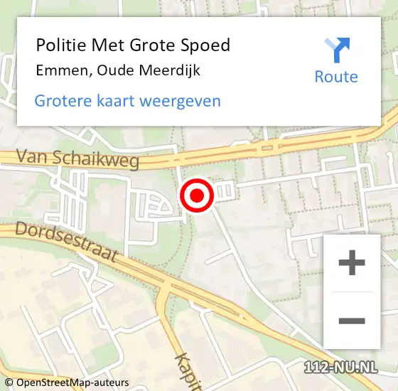 Locatie op kaart van de 112 melding: Politie Met Grote Spoed Naar Emmen, Oude Meerdijk op 7 oktober 2024 17:19