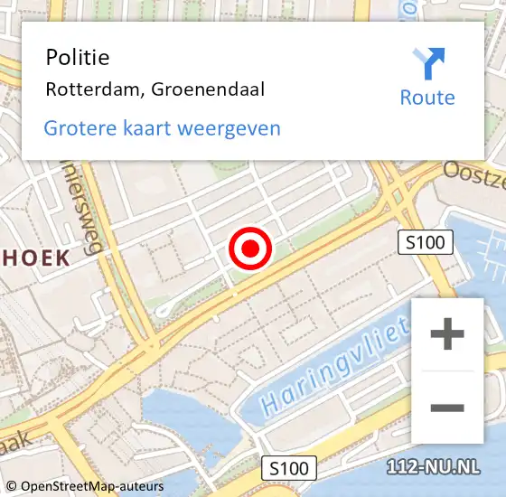 Locatie op kaart van de 112 melding: Politie Rotterdam, Groenendaal op 7 oktober 2024 17:19