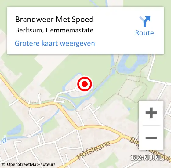 Locatie op kaart van de 112 melding: Brandweer Met Spoed Naar Berltsum, Hemmemastate op 7 oktober 2024 17:25