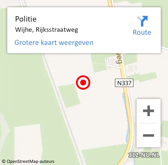 Locatie op kaart van de 112 melding: Politie Wijhe, Rijksstraatweg op 7 oktober 2024 17:27