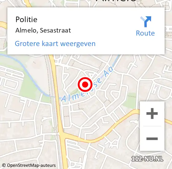 Locatie op kaart van de 112 melding: Politie Almelo, Sesastraat op 7 oktober 2024 17:43