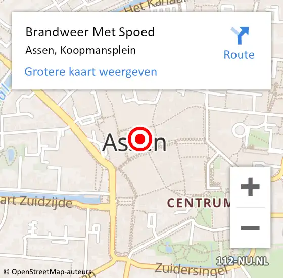 Locatie op kaart van de 112 melding: Brandweer Met Spoed Naar Assen, Koopmansplein op 22 oktober 2014 15:40