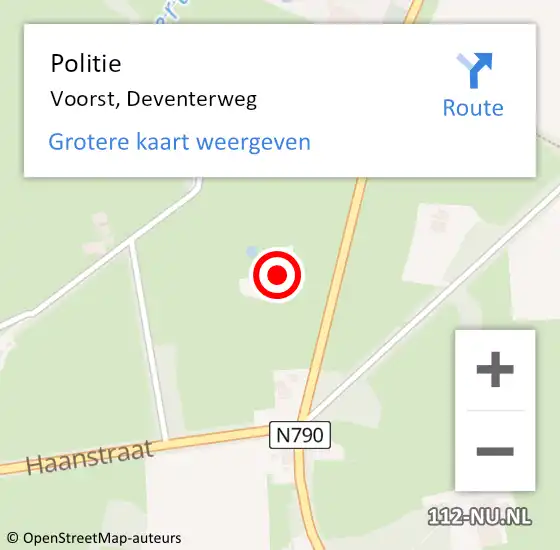 Locatie op kaart van de 112 melding: Politie Voorst, Deventerweg op 7 oktober 2024 17:51