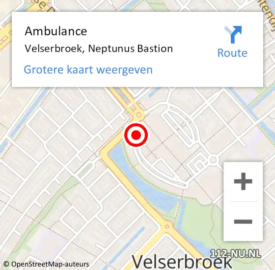 Locatie op kaart van de 112 melding: Ambulance Velserbroek, Neptunus Bastion op 7 oktober 2024 18:12