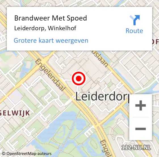 Locatie op kaart van de 112 melding: Brandweer Met Spoed Naar Leiderdorp, Winkelhof op 7 oktober 2024 18:16