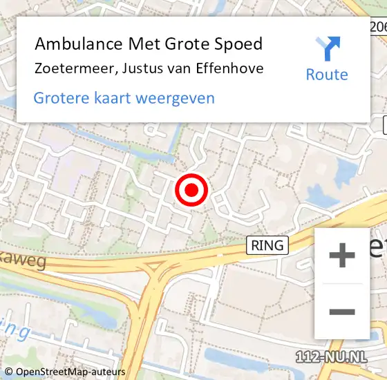 Locatie op kaart van de 112 melding: Ambulance Met Grote Spoed Naar Zoetermeer, Justus van Effenhove op 7 oktober 2024 18:25