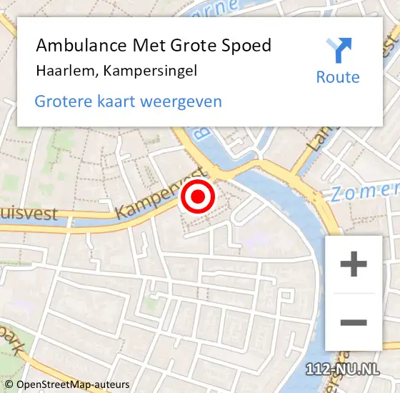 Locatie op kaart van de 112 melding: Ambulance Met Grote Spoed Naar Haarlem, Kampersingel op 7 oktober 2024 18:30