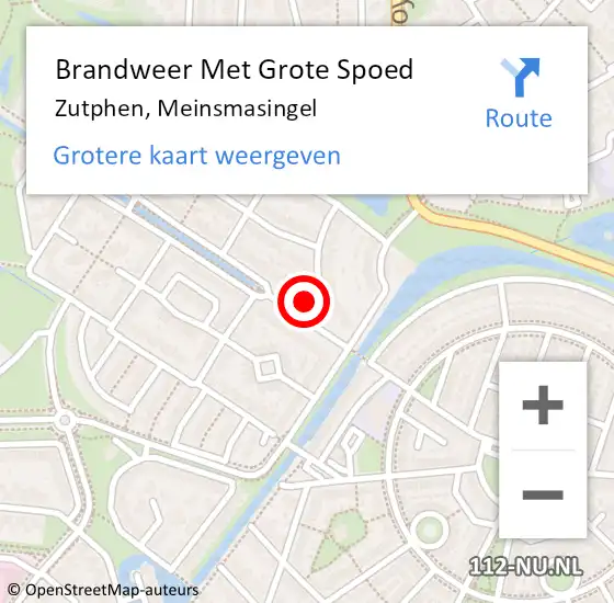 Locatie op kaart van de 112 melding: Brandweer Met Grote Spoed Naar Zutphen, Meinsmasingel op 7 oktober 2024 18:42