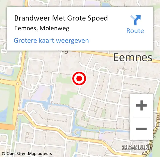 Locatie op kaart van de 112 melding: Brandweer Met Grote Spoed Naar Eemnes, Molenweg op 7 oktober 2024 18:45